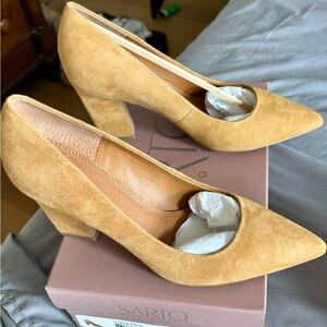 Franco Sarto Tan Suede Heels